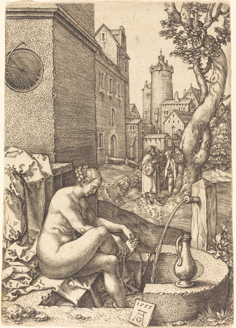 Susanna Surpreendida pelos Dois Anciãos, 1555. de Heinrich Aldegrever