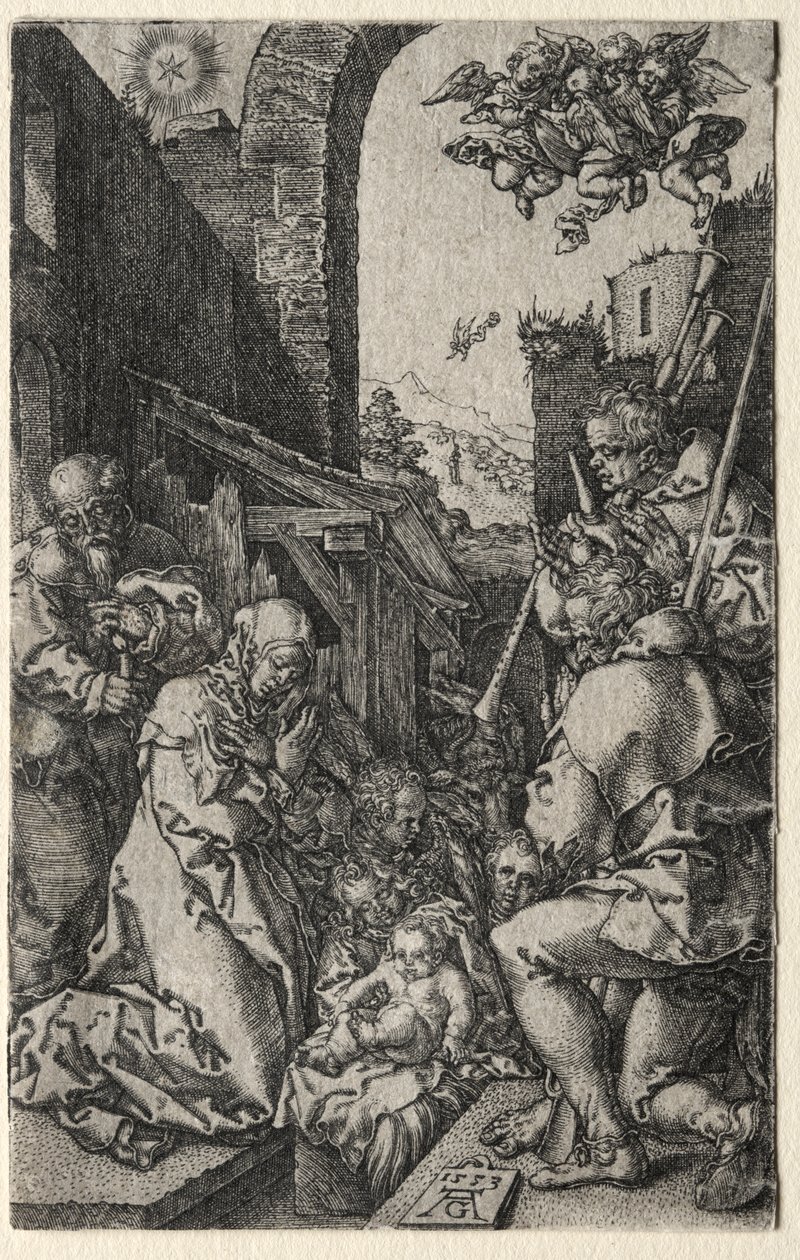 A adoração dos pastores de Heinrich Aldegrever
