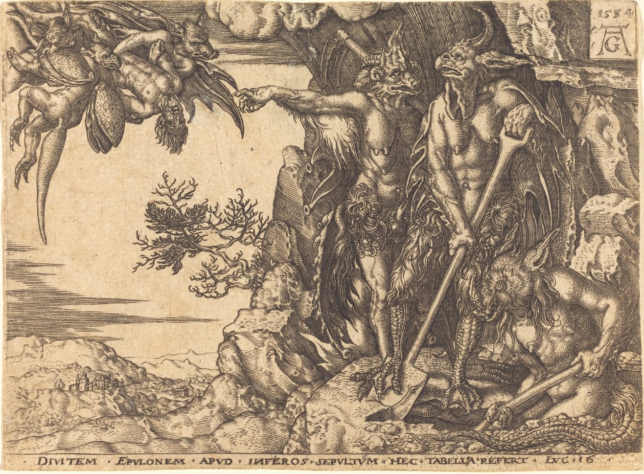 O Rico Sendo Levado Pelo Diabo. de Heinrich Aldegrever