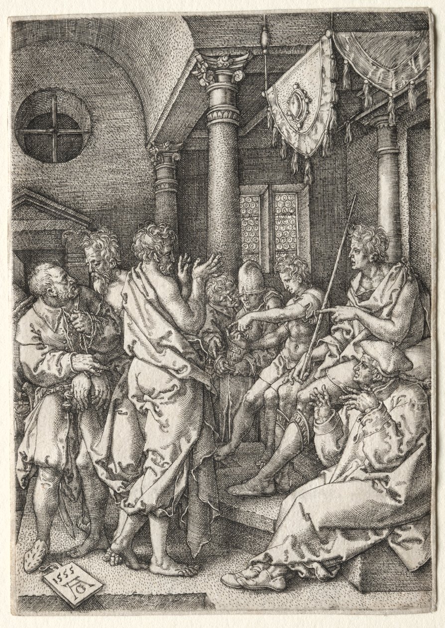A história de Susanna: Daniel examinando os anciãos de Heinrich Aldegrever