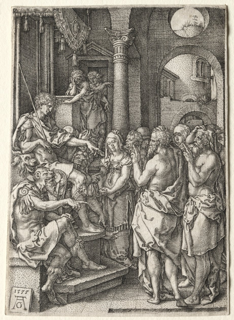 A história de Susanna: Susanna acusada de adultério, 1555. de Heinrich Aldegrever