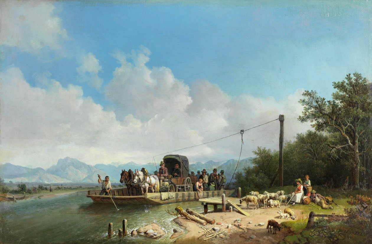 Ferry de Heinrich Bürkel na estalagem, c1867 de Heinrich Burkel