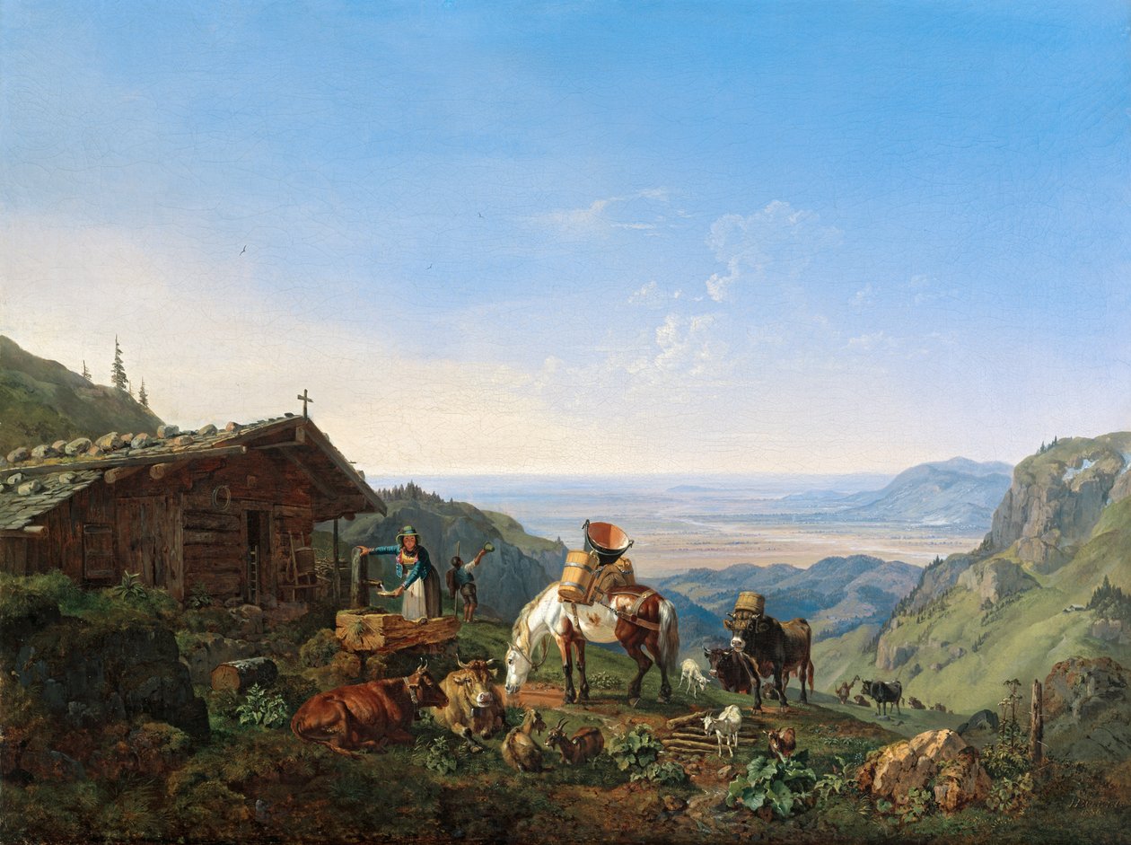 Elevação para os pastos alpinos na terra dos Benediktenwand de Heinrich Burkel