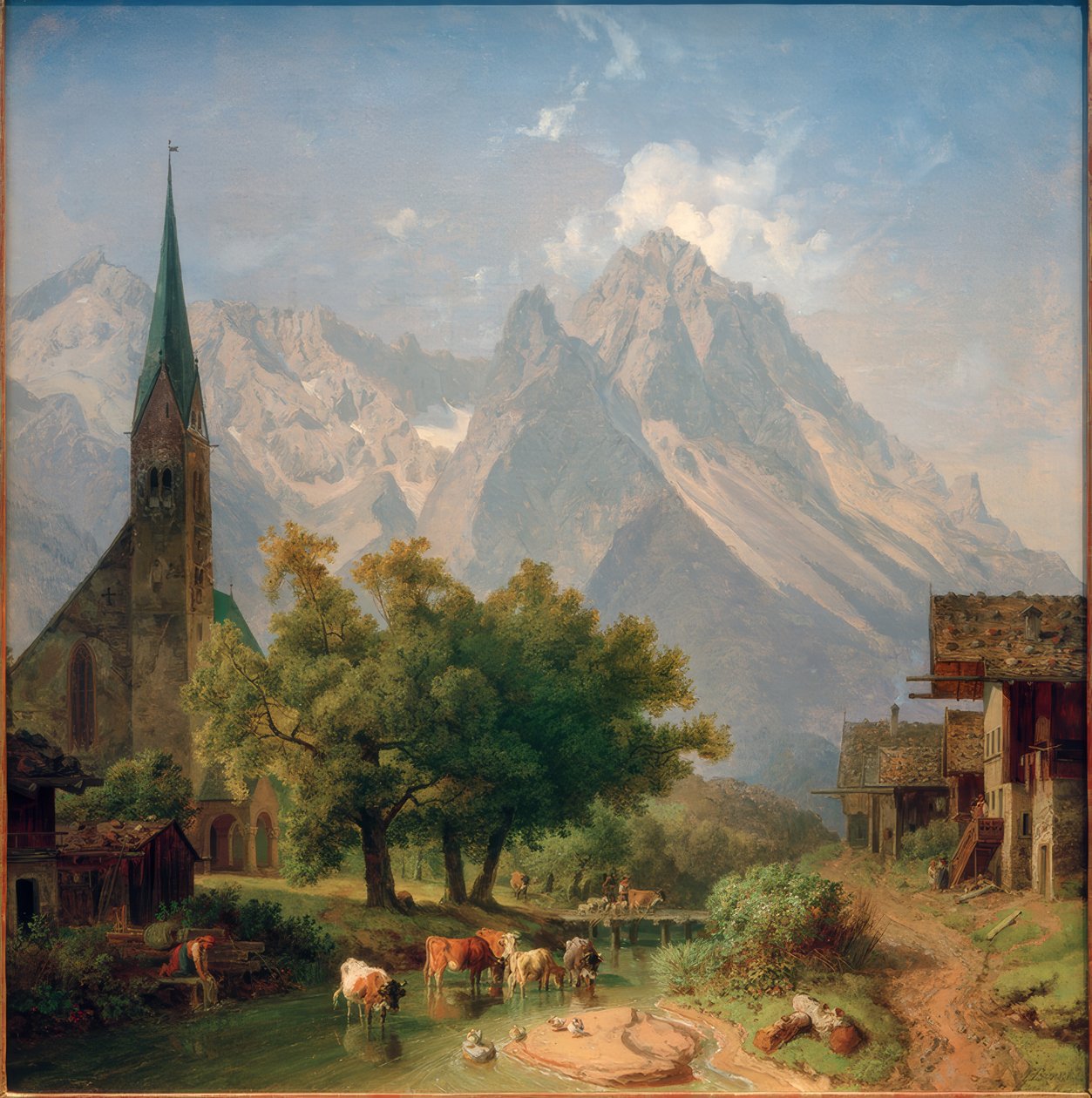 A antiga igreja paroquial em Garmisch de Heinrich Burkel