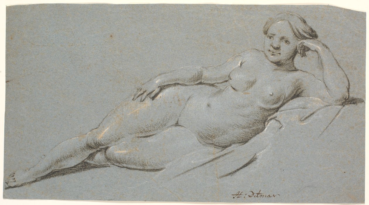 Modelo feminino deitada de Heinrich Dittmers