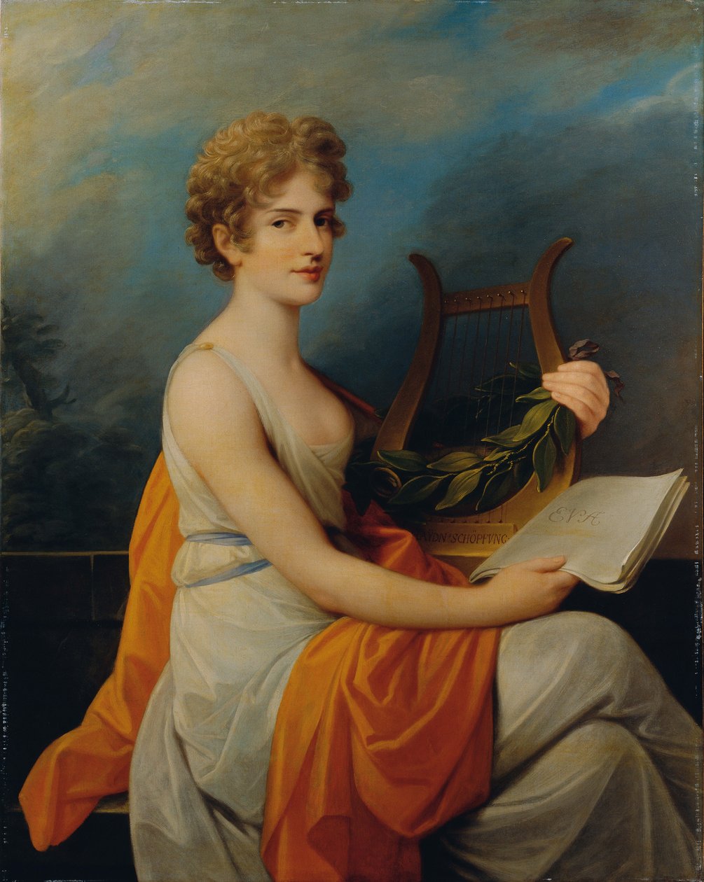 Retrato da cantora de ópera Therese Saal 1782-1855 como Eva, 1802. de Heinrich Friedrich Füger
