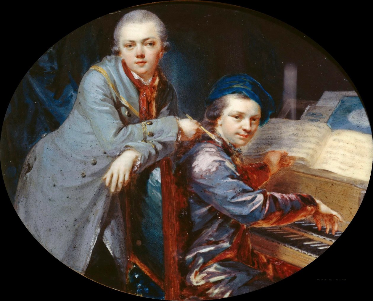Auto-retrato com Gottlieb Christian Füger, irmão dos artistas, 1768. de Heinrich Friedrich Füger