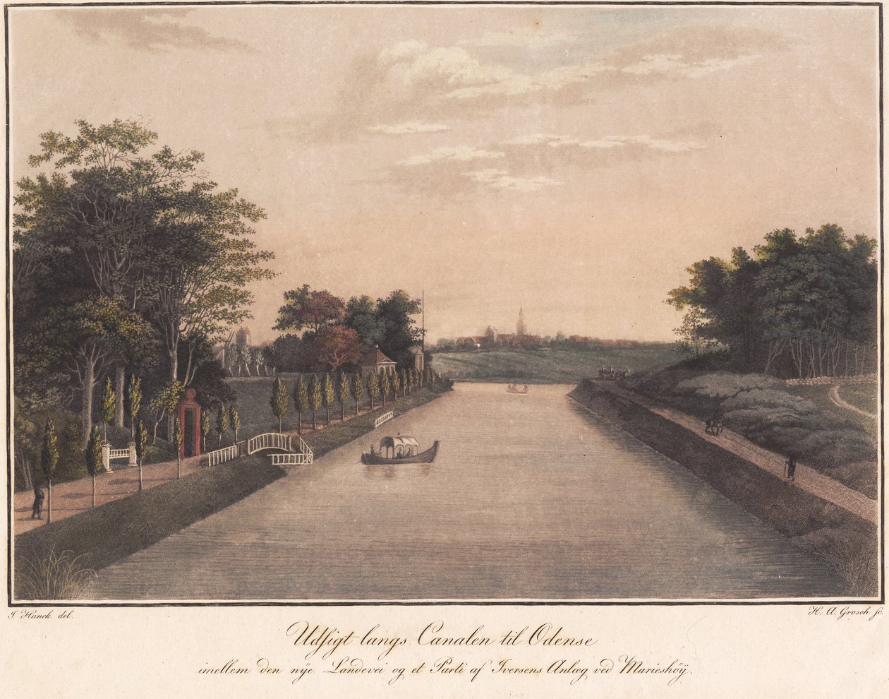 Vista ao longo do canal para Odense de Heinrich Grosch