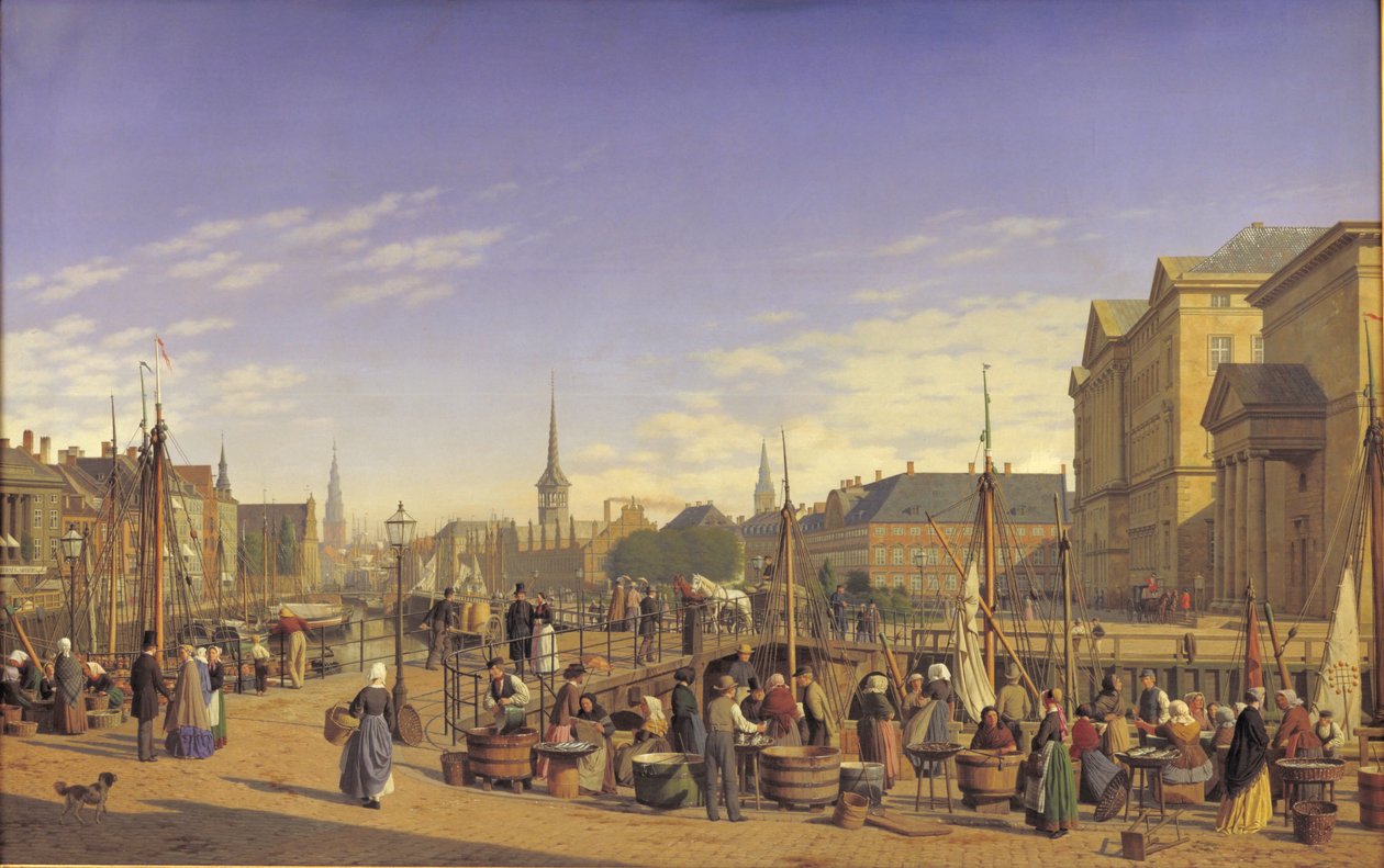 Vista de Gammel Strand em direção a Christiansborg de Heinrich Hansen