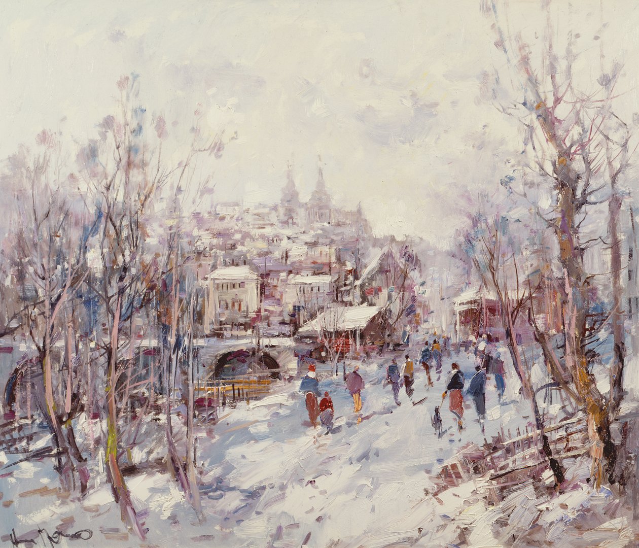 Cena de inverno em uma cidade da Catedral francesa de Heinrich Hansen