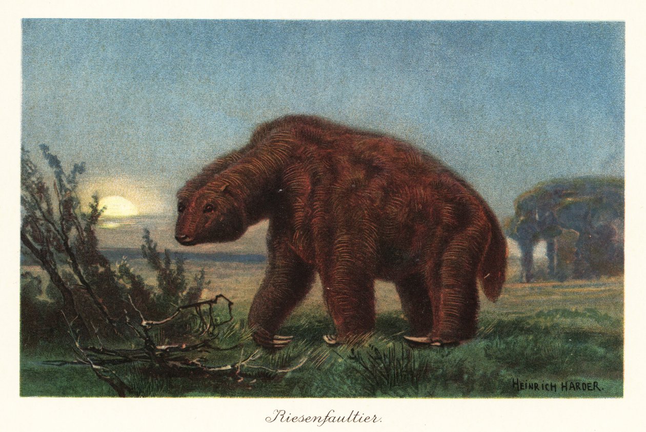 Megatherium americanum ao luar. de Heinrich Harder