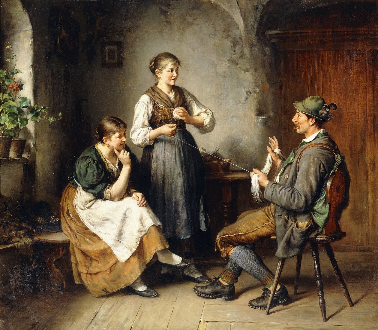 Três figuras em um interior de Heinrich Hirt