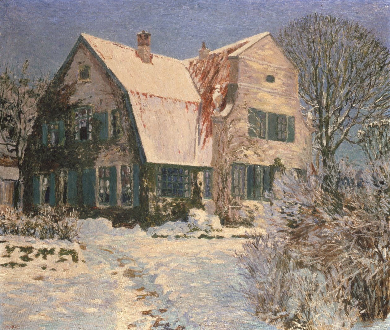 Casa e jardim sob neve de Heinrich Vogeler