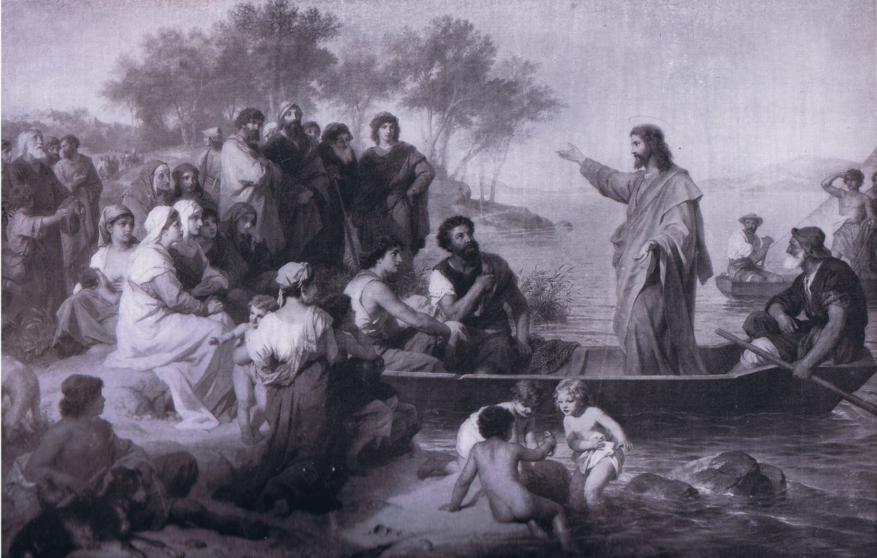 Cristo pregando no mar da Galileia, Bibbys Annual, 1916-1917 de Heinrich Karl Hofmann