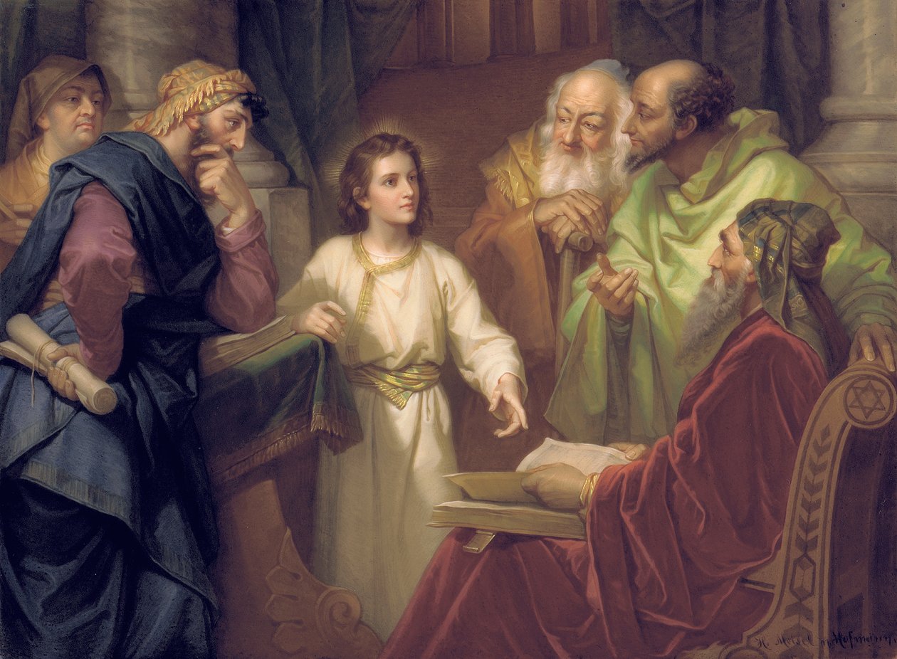 Placa representando Cristo no templo, final do século XIX - início do século XX de Heinrich Karl Hofmann