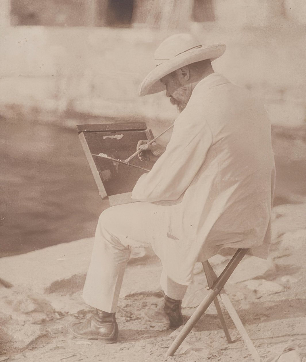 Pintor de praia (provavelmente Hugo Henneberg). 1906 de Heinrich Kuhn
