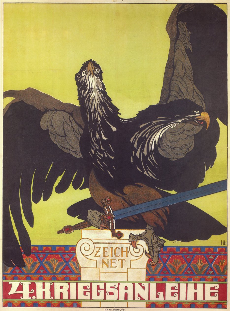 Souscrivez au 4eme emprunt pour la guerre - Assine o quarto empréstimo de guerra - Lefler, Heinrich (1863-1919) - 1916 - Litografia colorida - Coleção Privada de Heinrich Lefler