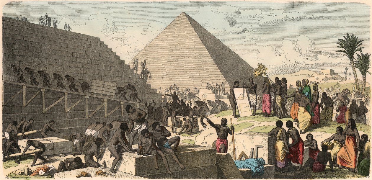 Egito Antigo: Construa as Pirâmides, 1866 de Heinrich Leutemann