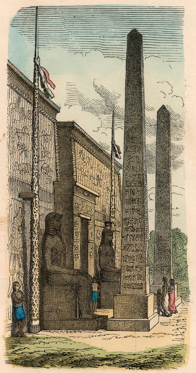 Egito Antigo: entrada de um templo do palácio de Heinrich Leutemann