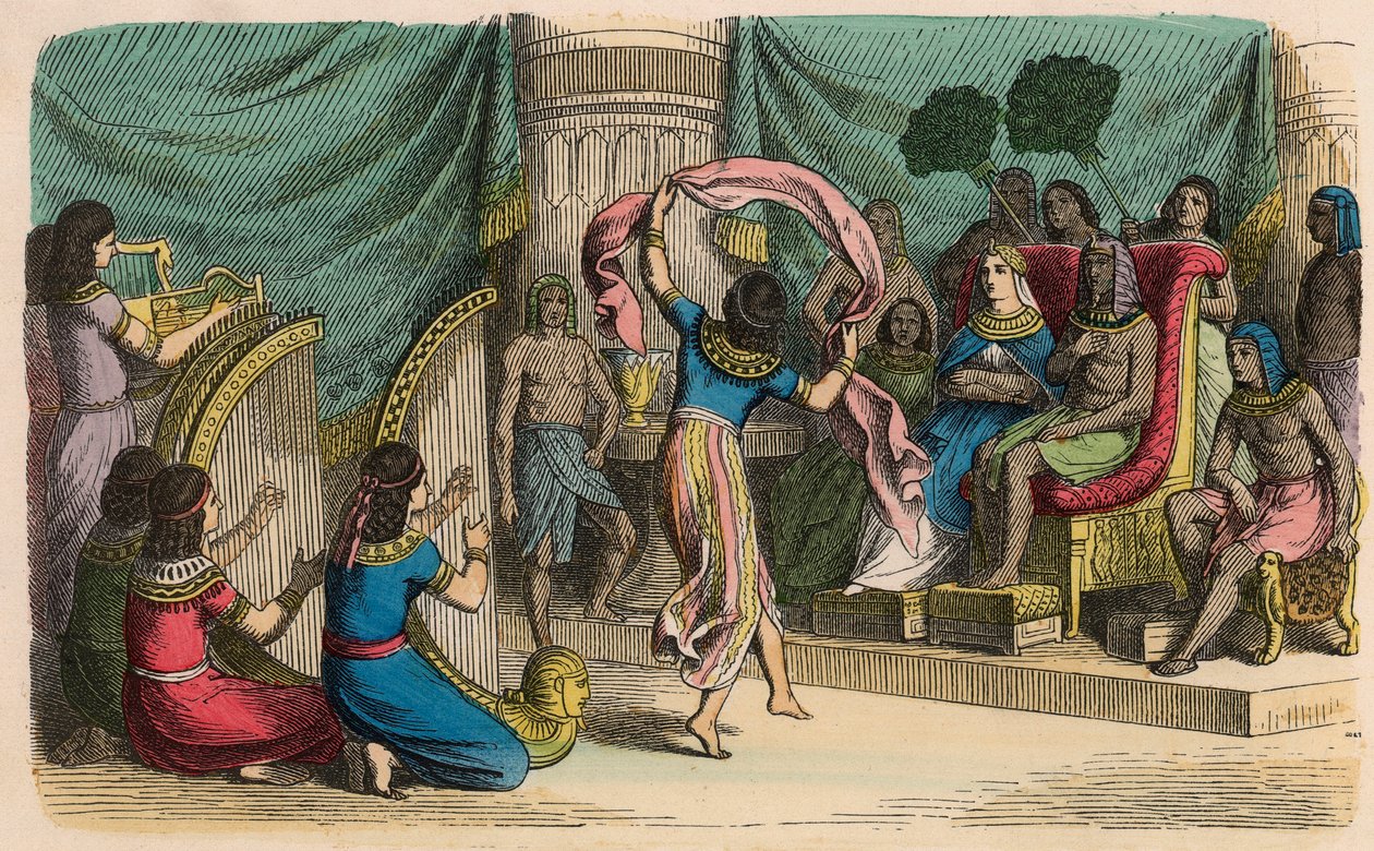 Antigo Egipto: Música e dança perante o rei de Heinrich Leutemann