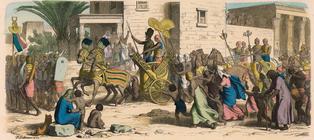 Antigo Egipto: O Faraó marchando para a guerra de Heinrich Leutemann