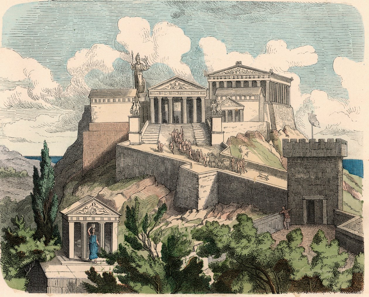 Grécia Antiga: Atenas, Acrópole - Parthenon de Heinrich Leutemann