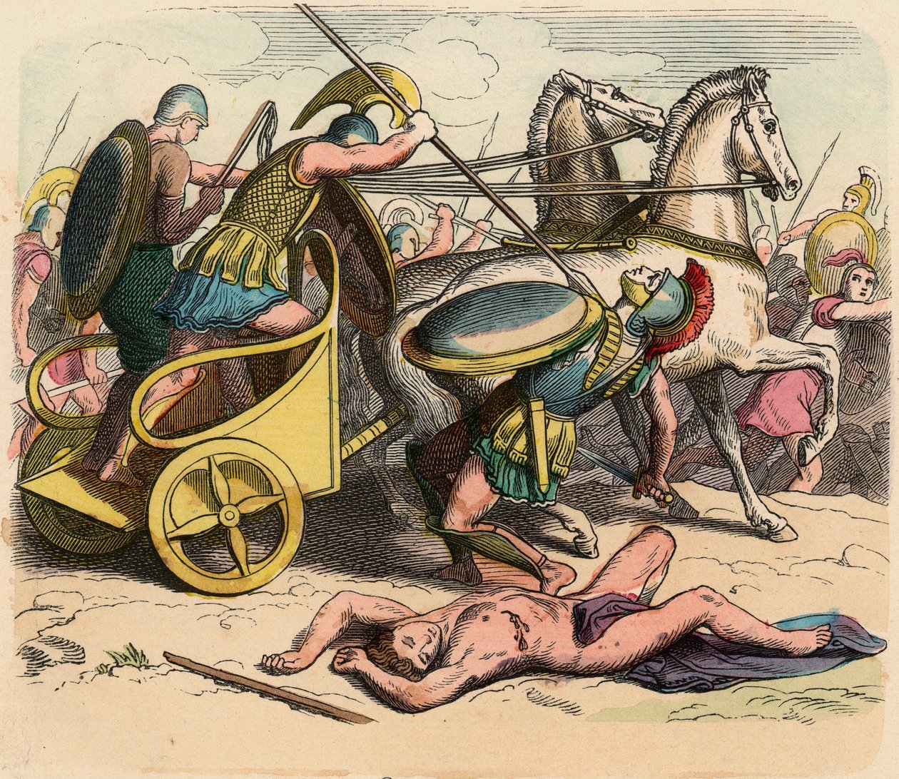 Grécia Antiga: Militares Gregos, Grécia na época dos reis, Carruagem de Guerra de Heinrich Leutemann