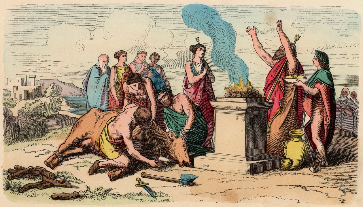Grécia Antiga : Ritual Bull Sacrifice - Grécia na época dos reis de Heinrich Leutemann