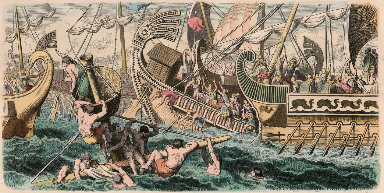 Grécia Antiga: Batalha do Mar de Heinrich Leutemann