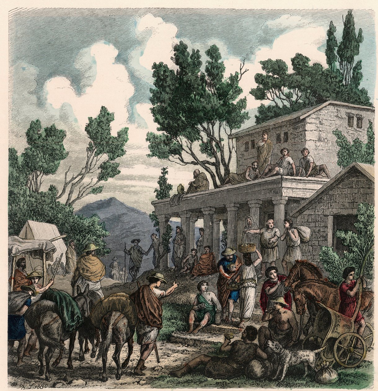 Grécia antiga: o caminho para Olímpia na época dos Jogos Olímpicos, 1866 de Heinrich Leutemann