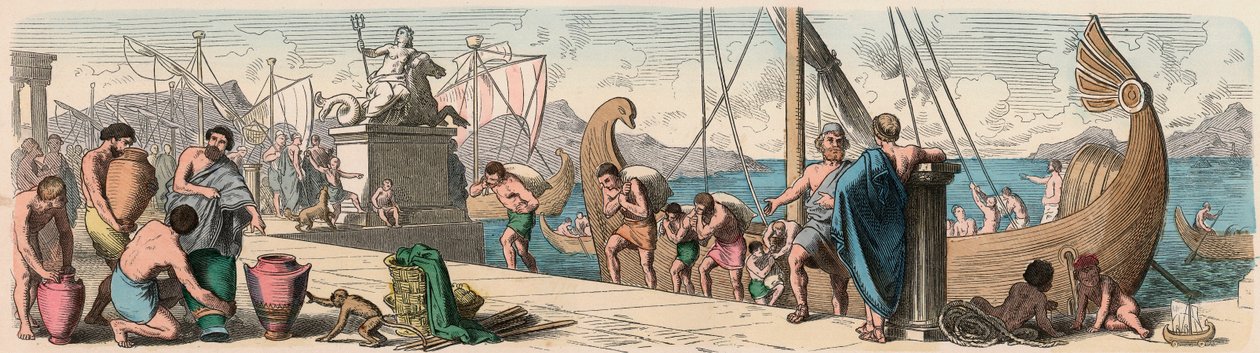 Grécia Antiga: Comércio por mar de Heinrich Leutemann