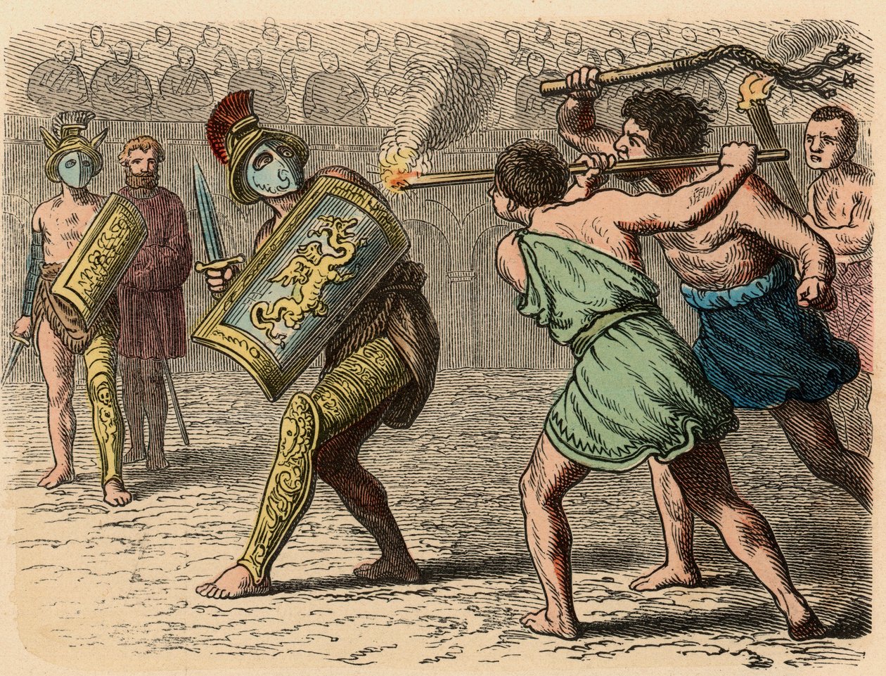 Roma antiga: um gladiador covarde envolvido na luta, 1866 de Heinrich Leutemann