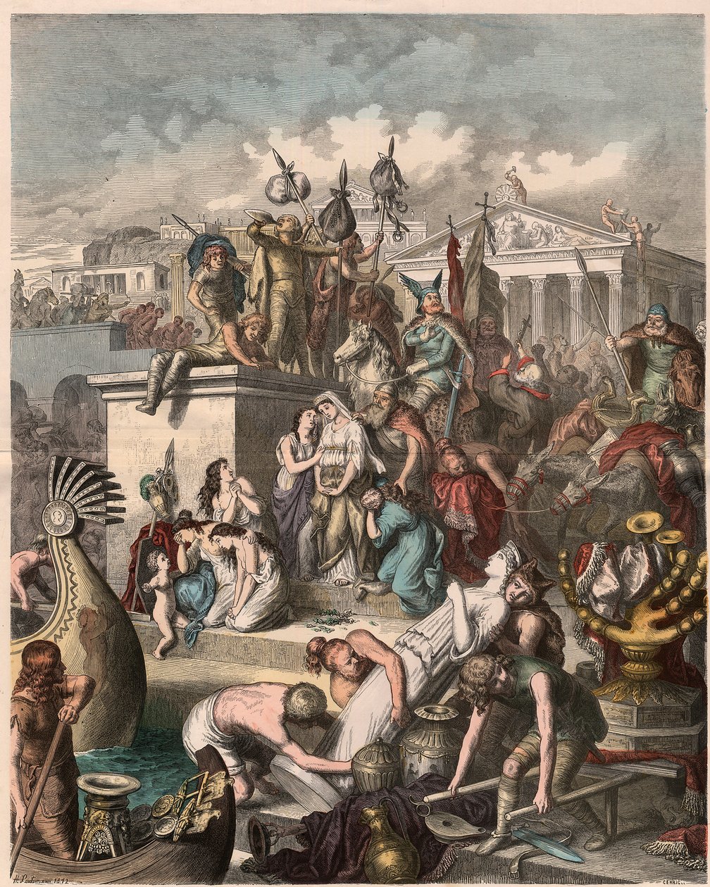 Roma Antiga: pilhagem de Roma pelos vândalos, em 2 de junho de 455, 1866 de Heinrich Leutemann