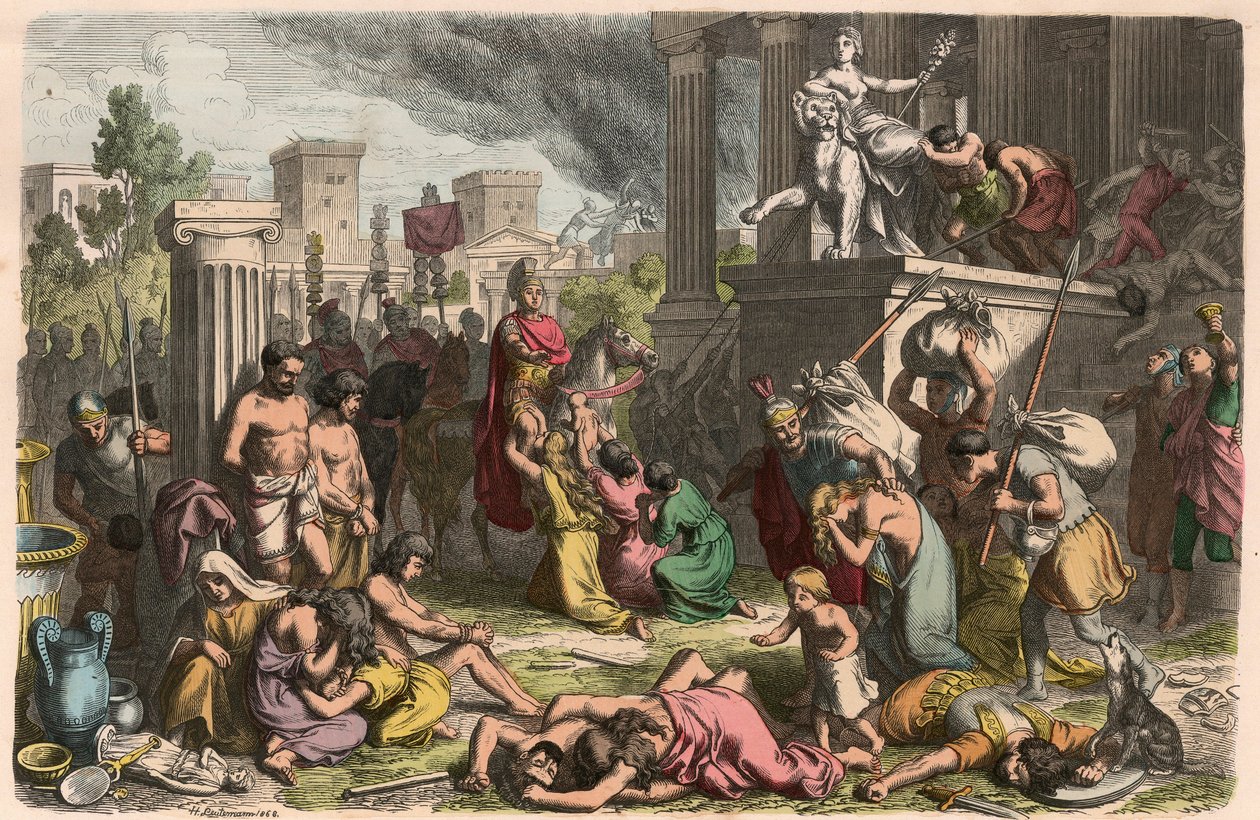 Roma Antiga: A pilhagem de uma cidade capturada de Heinrich Leutemann