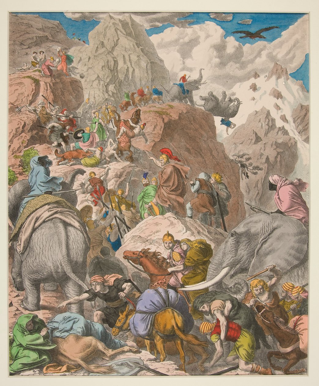 Imagens da Antiguidade - XIII - os cartagineses: Aníbal cruzando os Alpes de Heinrich Leutemann