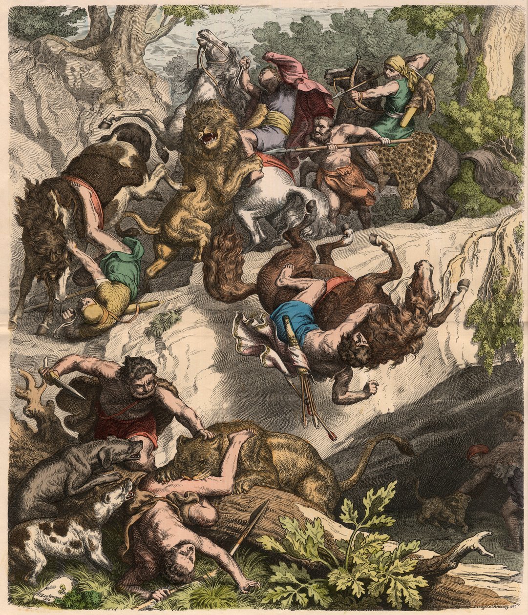 Os cartagineses: caça ao leão, 1866 de Heinrich Leutemann