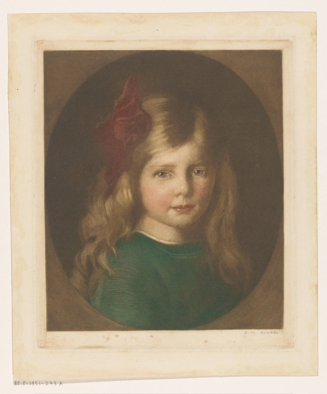 Retrato de uma garota desconhecida de Heinrich M. Krabbé (signed by artist)