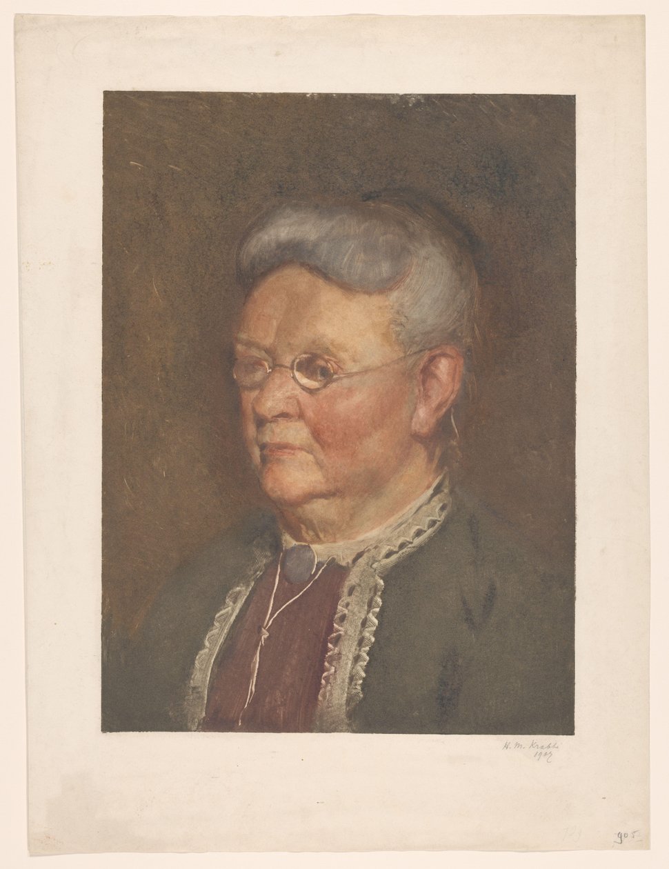 Retrato de uma velha senhora de Heinrich M. Krabbé (signed by artist)