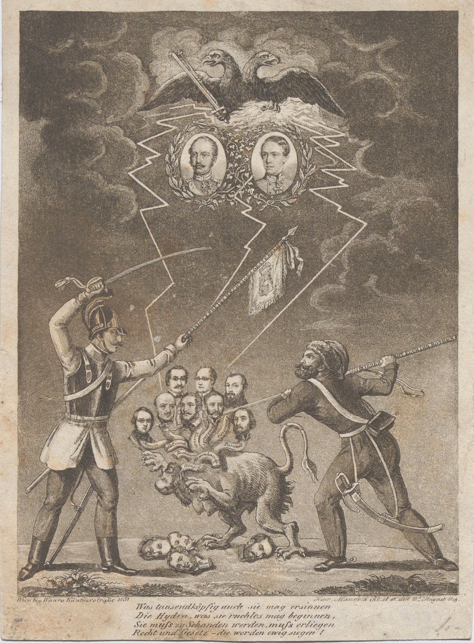 Alegoria da supressão da Revolução Húngara em 1849, 1849. de Heinrich Mansfeld
