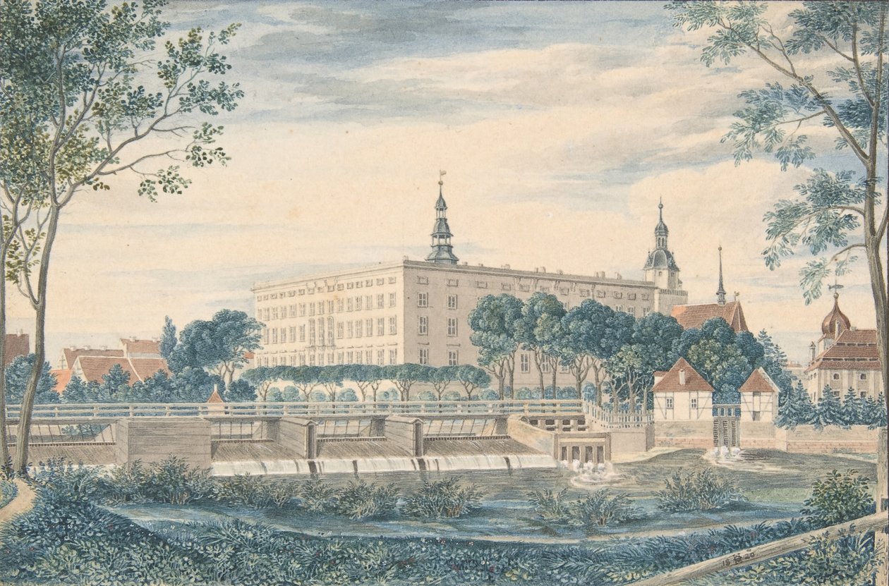 Vista do Castelo Dessau do leste, 1820. de Heinrich Olivier