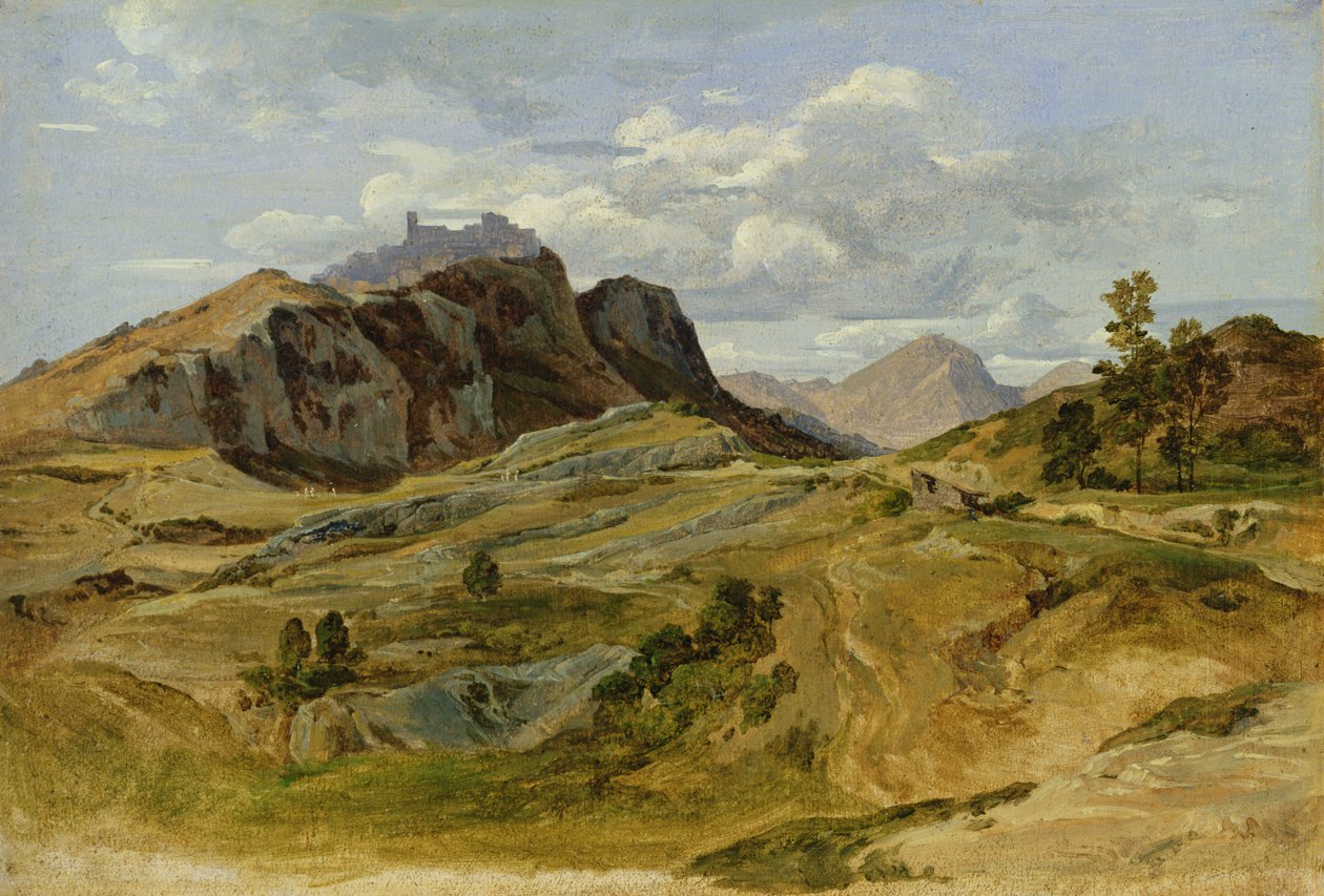 Paisagem em Civitella, 1822 (óleo sobre papel em papelão) de Heinrich Reinhold