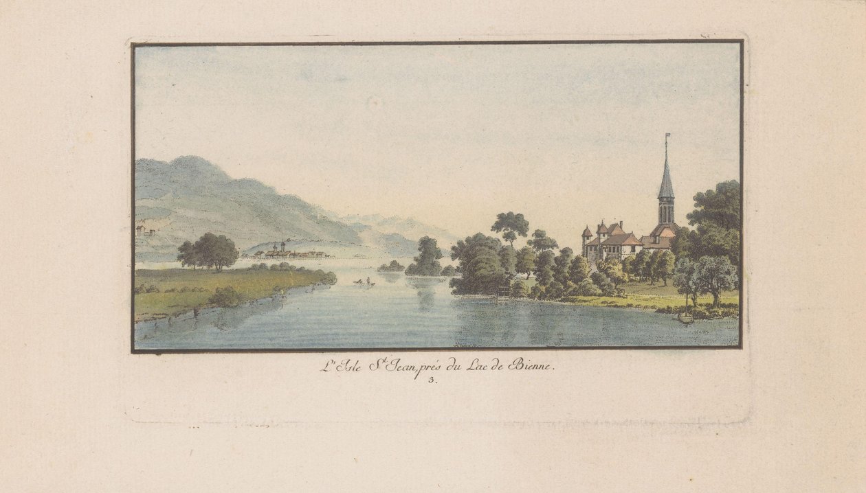 Vista de St. Petersinsel no Bielersee L