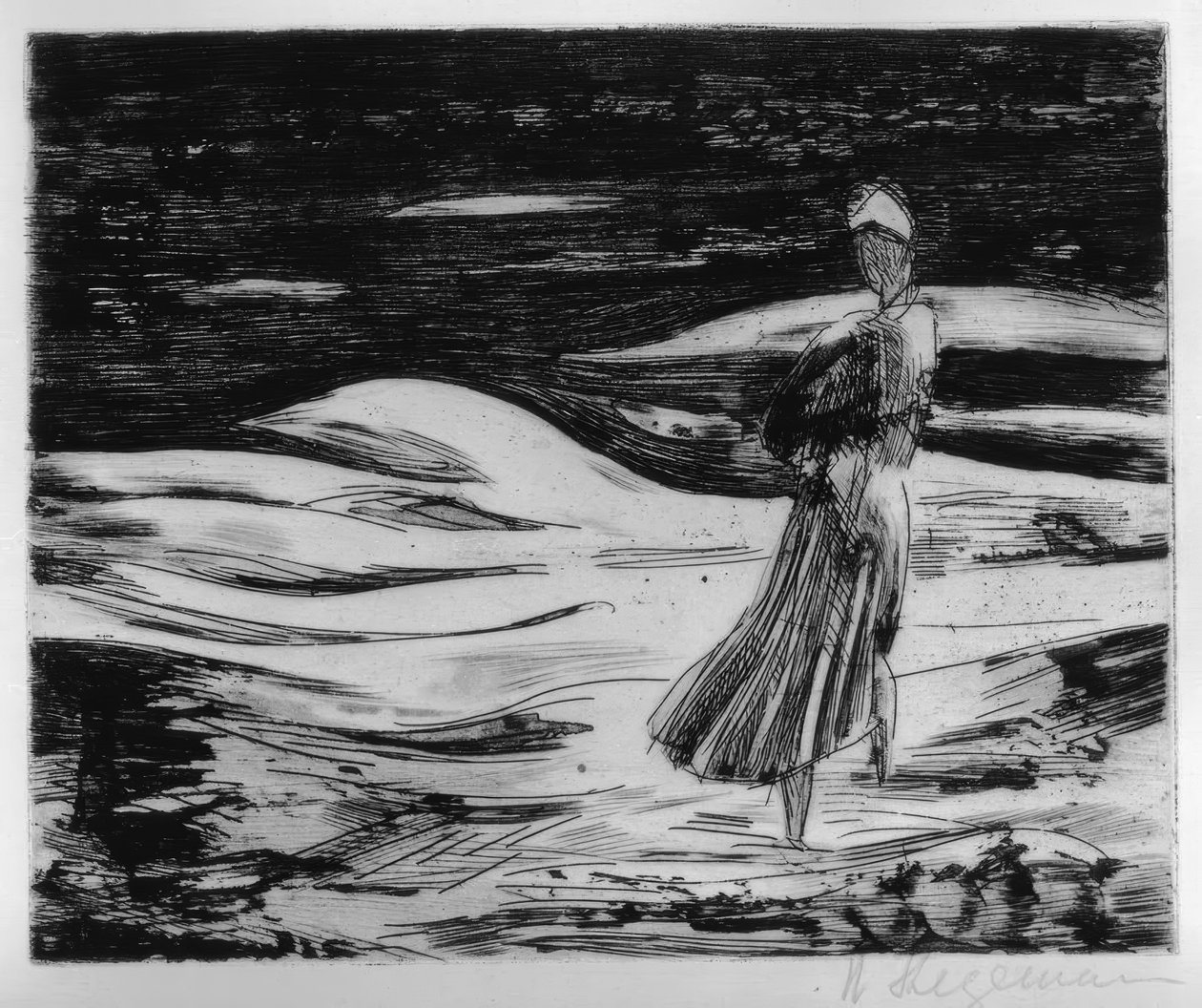 Garota na praia à noite (Sylt) de Heinrich Stegemann