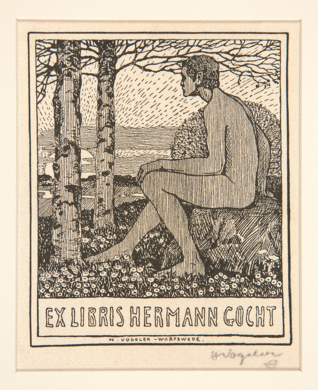 Placa de livro: Ex Libris Hermann Gocht de Heinrich Vogeler