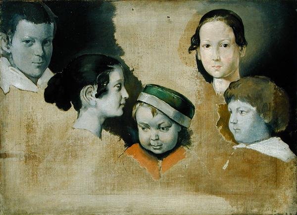 Os cinco filhos mais velhos do pintor Julius Schnorr von Carolsfield (1794-1872), c.1839-40 de Heinrich Wilhelm Truebner