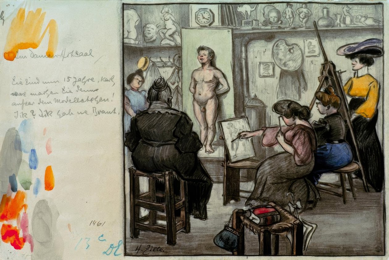 Na classe das senhoras de Heinrich Zille