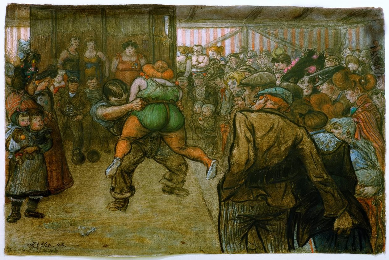 Luta no Schaubude de Heinrich Zille