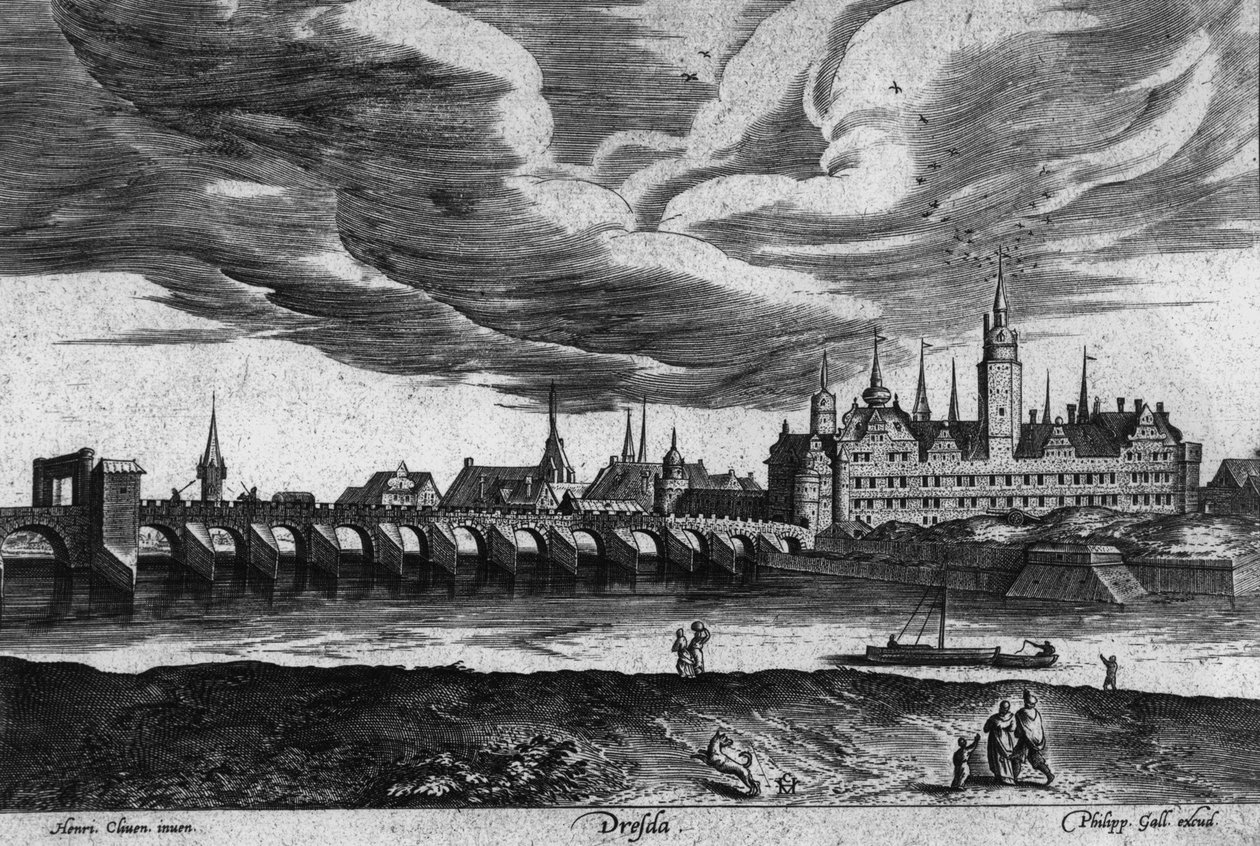 Trecho de uma vista de Dresden, 1550 de Heinrich van Cleef