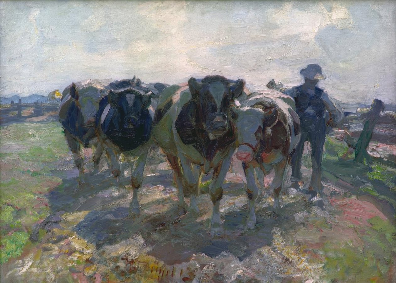 Agricultor com vacas de Heinrich von Zügel