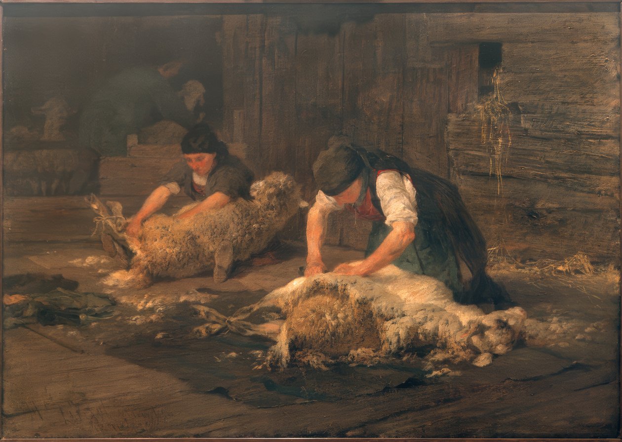Tosquia de ovelhas de Heinrich von Zügel